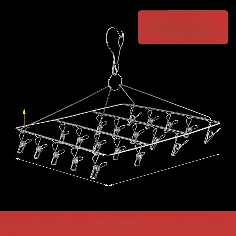 Nerūdijanio plieno džiovyklė skalbiniams su 48 klipais, sulankstomas apvalus dizainas kojinėms ir apatiniams drabužiams, balkono naudojimui, daugiafunkcinė džiovyklė.