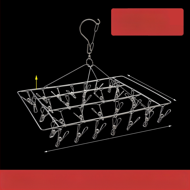 Nerūdijanio plieno džiovyklė skalbiniams su 48 klipais, sulankstomas apvalus dizainas kojinėms ir apatiniams drabužiams, balkono naudojimui, daugiafunkcinė džiovyklė.