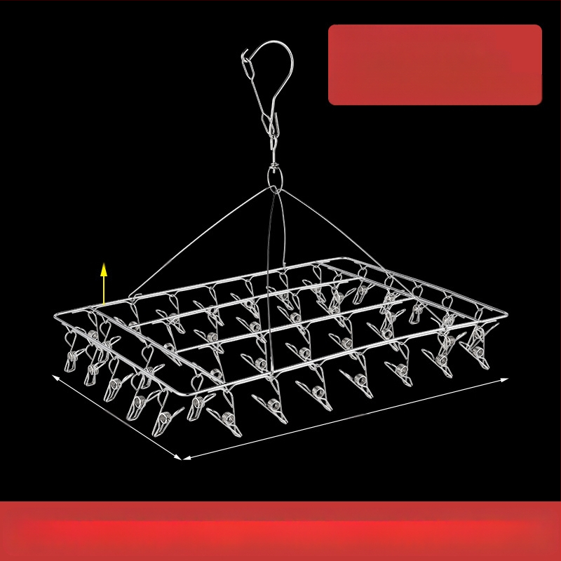 Nerūdijanio plieno džiovyklė skalbiniams su 48 klipais, sulankstomas apvalus dizainas kojinėms ir apatiniams drabužiams, balkono naudojimui, daugiafunkcinė džiovyklė.