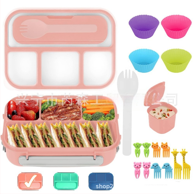 Pusdienu kastīšu komplekts, pārnēsājams, izolēts, mikroviļņu krāsnij piemērots, plastmasas materiāls, tilpums 1–2 L