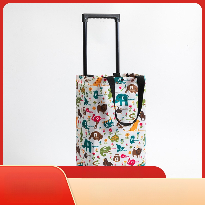 Sklopiva dvostruko izolirana kolica za kupovinu s vučnom ručkom i dva kotačića, od Oxford platna, nosivost 20 kg