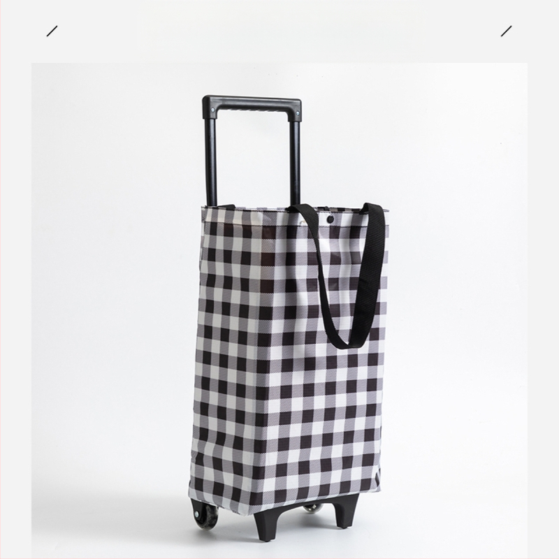 Sklopiva dvostruko izolirana kolica za kupovinu s vučnom ručkom i dva kotačića, od Oxford platna, nosivost 20 kg