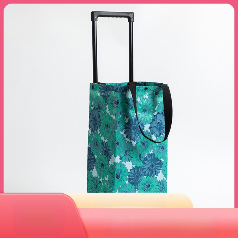 Sklopiva dvostruko izolirana kolica za kupovinu s vučnom ručkom i dva kotačića, od Oxford platna, nosivost 20 kg