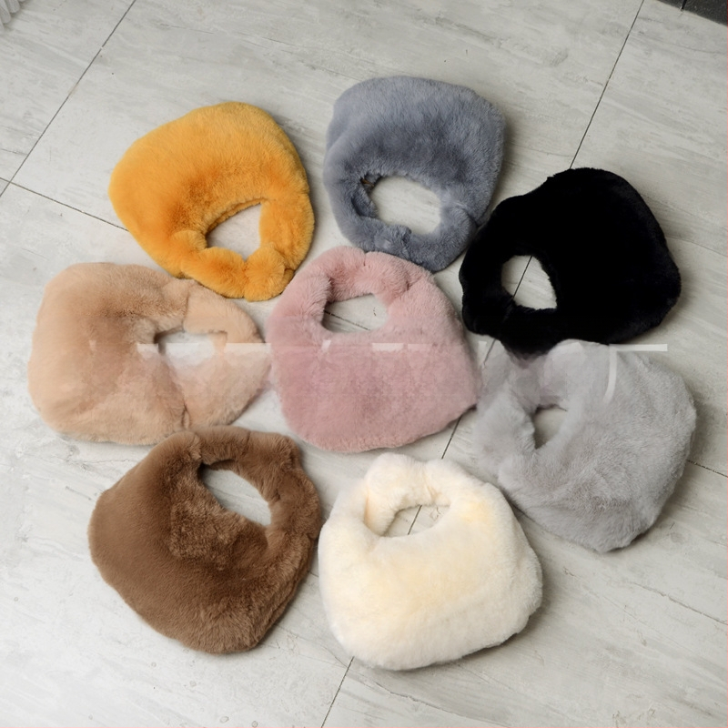 Τσάντα plush σε σχήμα dumpling, αστικός μινιμαλιστικός σχεδιασμός, φερμουάρ ανοίγματος, επένδυση από συνθετικό δέρμα, καθημερινή χρήση