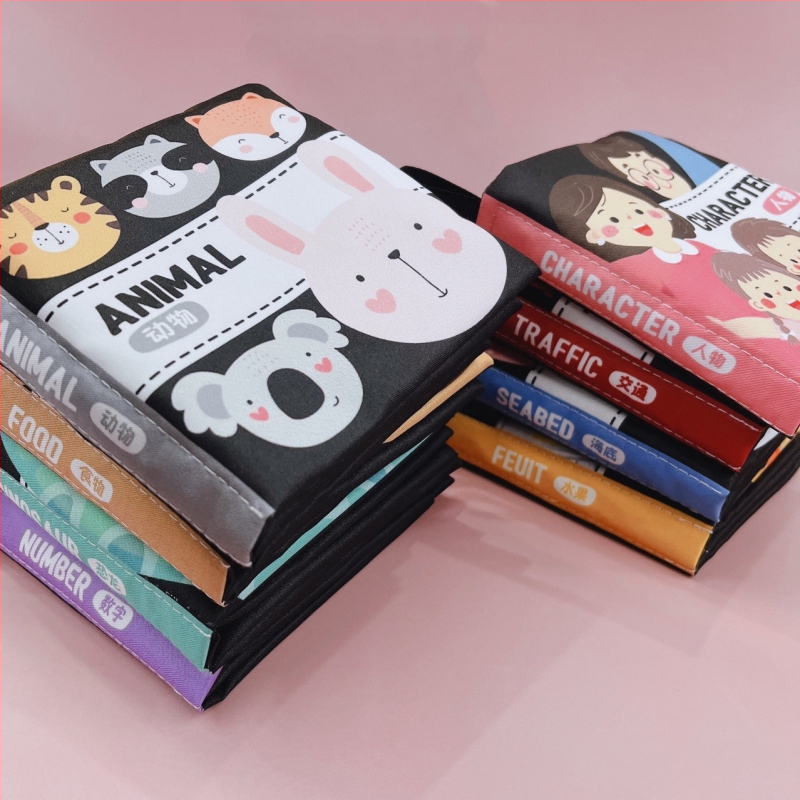 Книжка от плат за ранно образование за бебета (0–3 г.) — подпомага когнитивното и сетивното развитие, координацията ръка-око и сетивността, подходяща за дъвчене