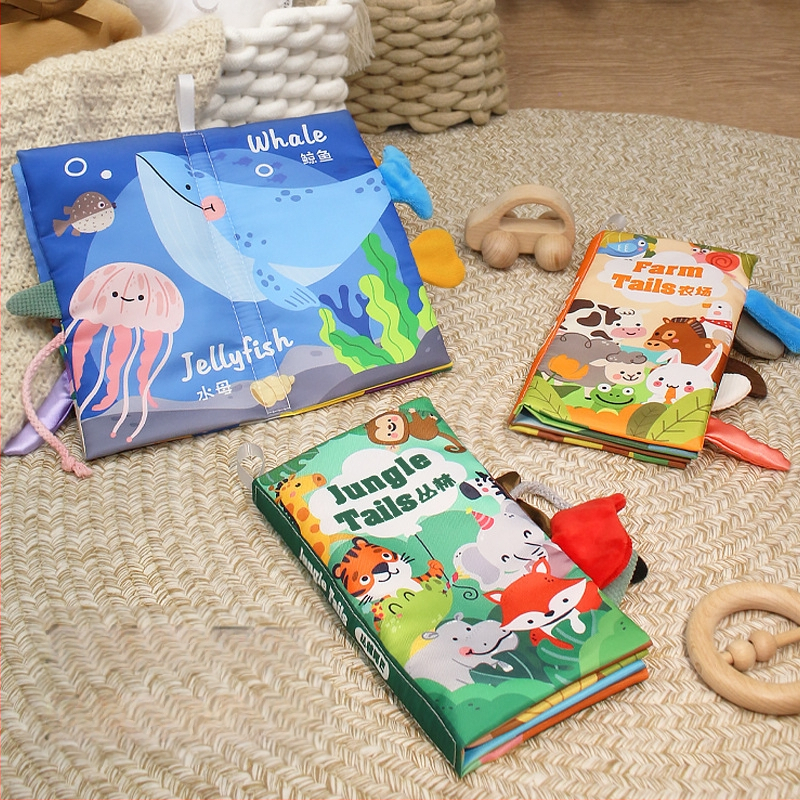 EHANBAOBI Платнена детска образователна книга за 0–3 години, издръжлива срещу разкъсване и безопасна за дъвчене, със 3D елементи