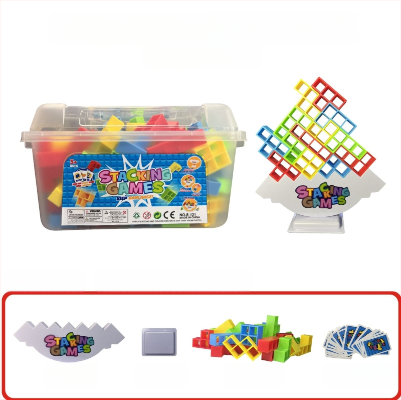 Dječja uravnotežena građevinska igra s blokovima u stilu Tetris za stolnu igru, roditelj-dijete interakcija, ABS plastika, bez električne energije, višenamjenska, za djecu 4–6 godina