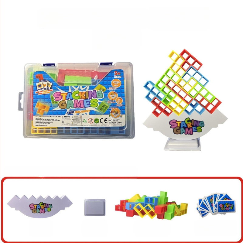 Dječja uravnotežena građevinska igra s blokovima u stilu Tetris za stolnu igru, roditelj-dijete interakcija, ABS plastika, bez električne energije, višenamjenska, za djecu 4–6 godina