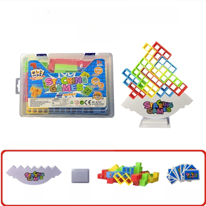 Dječja uravnotežena građevinska igra s blokovima u stilu Tetris za stolnu igru, roditelj-dijete interakcija, ABS plastika, bez električne energije, višenamjenska, za djecu 4–6 godina