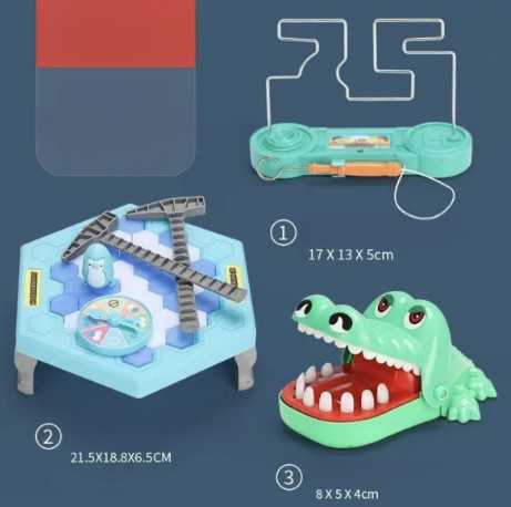 Детска интерактивна настолна игра: Спасение на пингвини и разбиване на лед — пластмаса; развива визуално възприятие, интелект и координация ръка-очи; за възрастови групи 4–6, 7–14 и 15–35.