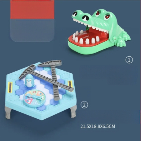 Детска интерактивна настолна игра: Спасение на пингвини и разбиване на лед — пластмаса; развива визуално възприятие, интелект и координация ръка-очи; за възрастови групи 4–6, 7–14 и 15–35.