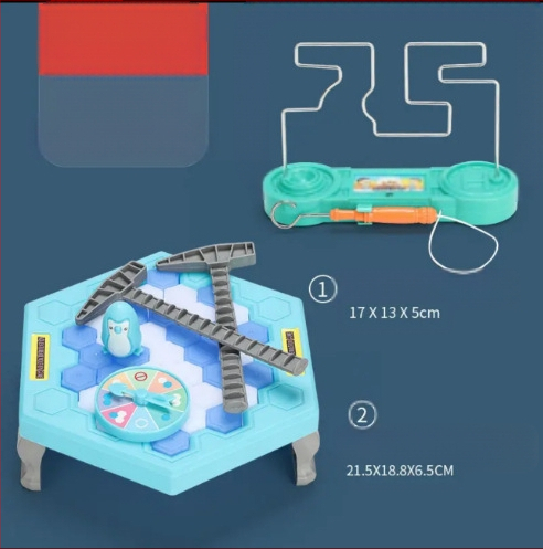 Детска интерактивна настолна игра: Спасение на пингвини и разбиване на лед — пластмаса; развива визуално възприятие, интелект и координация ръка-очи; за възрастови групи 4–6, 7–14 и 15–35.