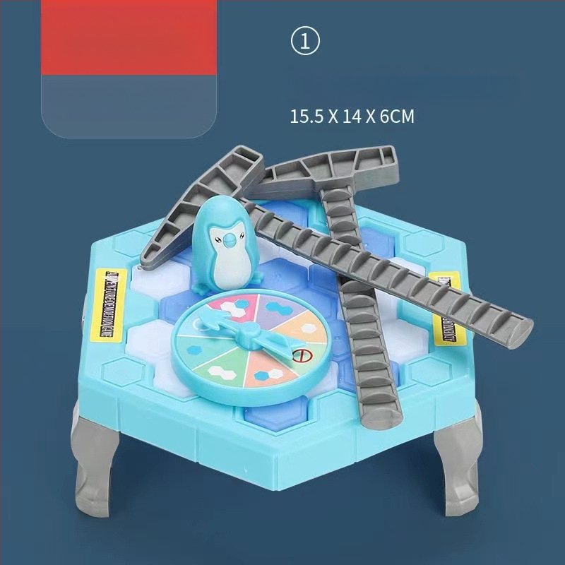 Детска интерактивна настолна игра: Спасение на пингвини и разбиване на лед — пластмаса; развива визуално възприятие, интелект и координация ръка-очи; за възрастови групи 4–6, 7–14 и 15–35.