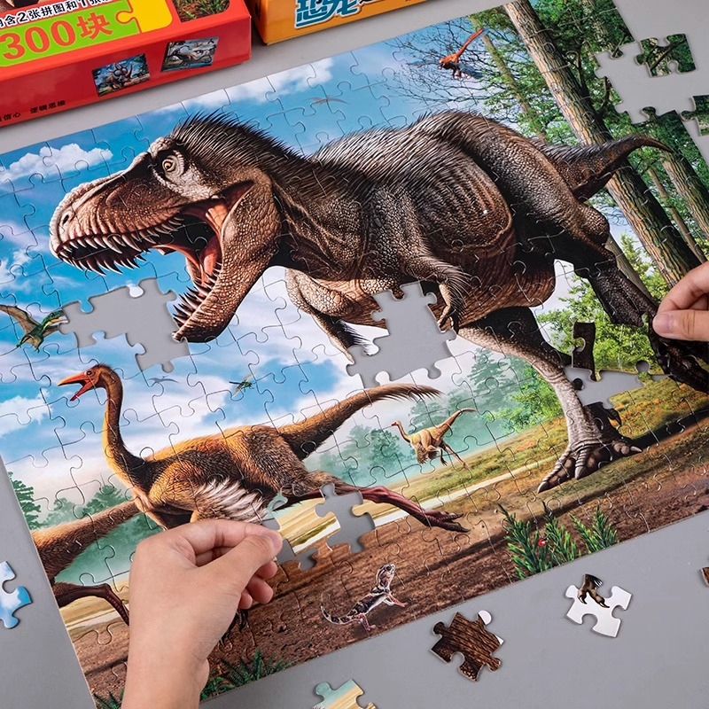 Puzle dinosaura za djecu – ravni slagalica, 100/200/300 komada, papir, DIY mogućnost, za uzrast 4–6 godina