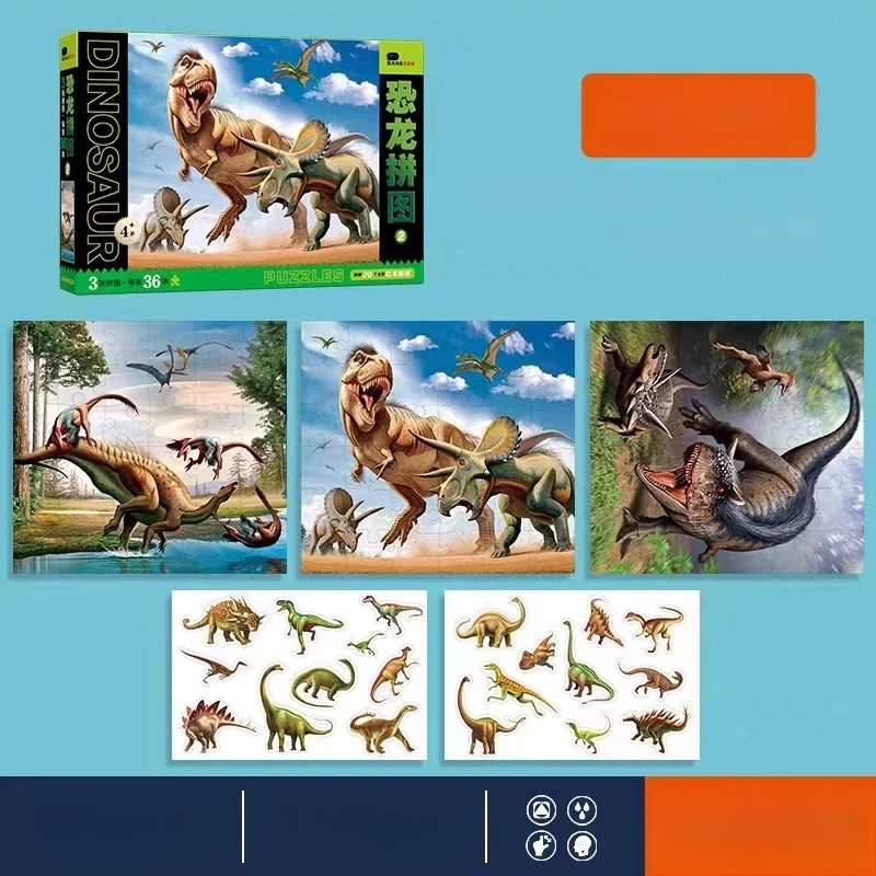 Puzle dinosaura za djecu – ravni slagalica, 100/200/300 komada, papir, DIY mogućnost, za uzrast 4–6 godina