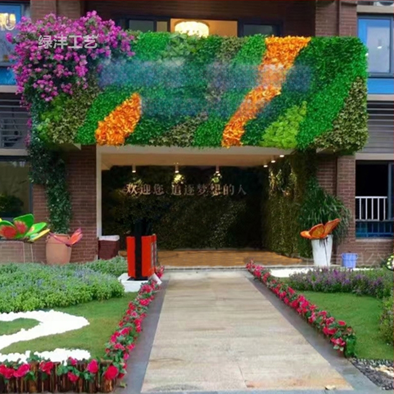 Dirbtinių augalų sienos fono dekoras parduotuvei — Green Craft, plastikas, injekcinis liejimas, įvairovė: Žalias ridikas, Panaudojimas: Dekoras, Lauko naudojimas, Vestuvės, Fotografijos rekvizitas