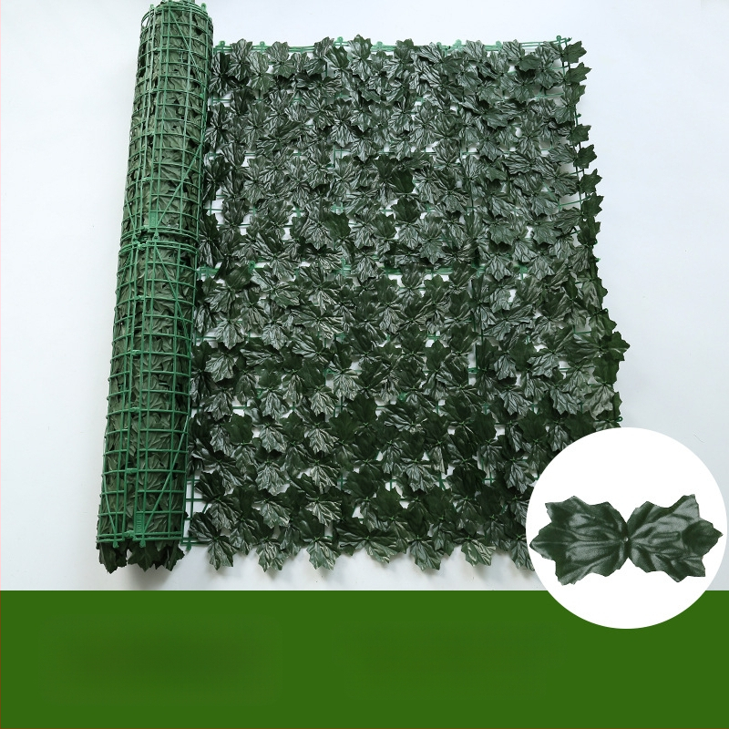 Dirbtinė tvora su žaliais pothoso lapais balkonui ir kiemui, plastikas, 50 cm aukštis