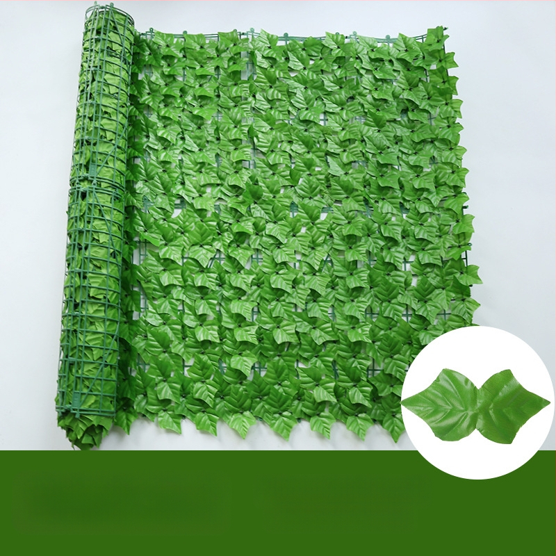 Dirbtinė tvora su žaliais pothoso lapais balkonui ir kiemui, plastikas, 50 cm aukštis