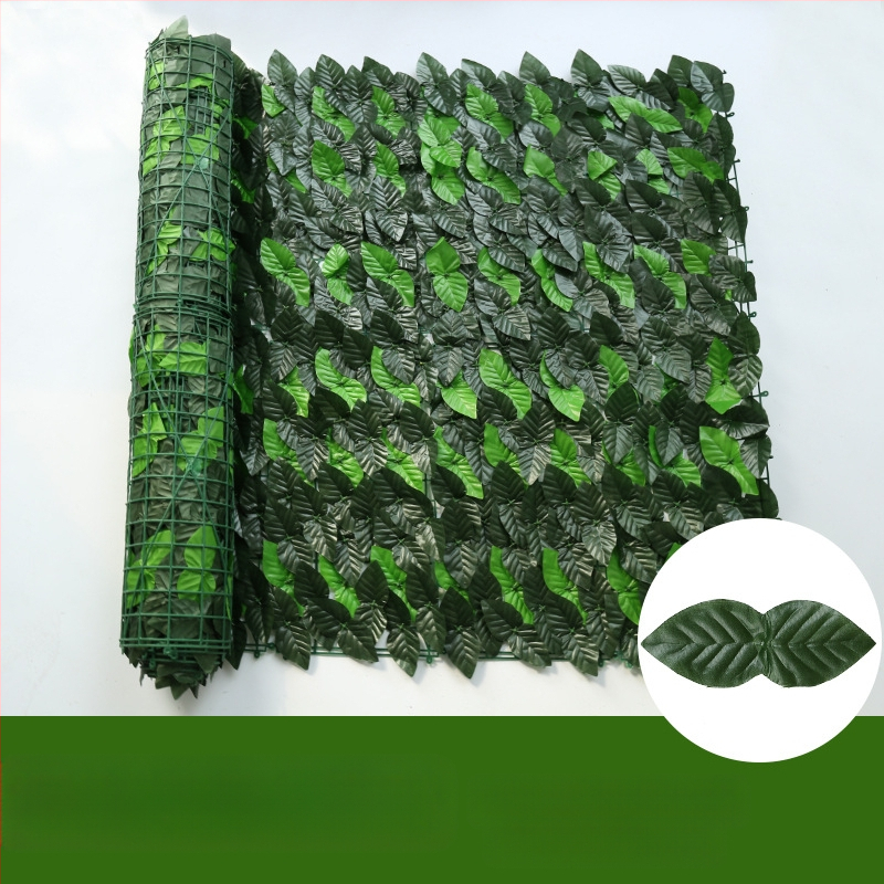 Dirbtinė tvora su žaliais pothoso lapais balkonui ir kiemui, plastikas, 50 cm aukštis