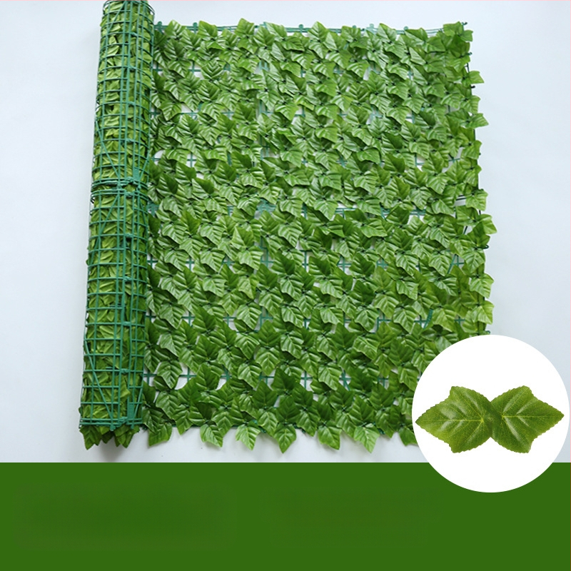 Dirbtinė tvora su žaliais pothoso lapais balkonui ir kiemui, plastikas, 50 cm aukštis
