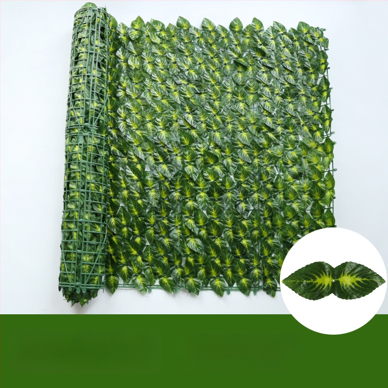 Dirbtinė tvora su žaliais pothoso lapais balkonui ir kiemui, plastikas, 50 cm aukštis