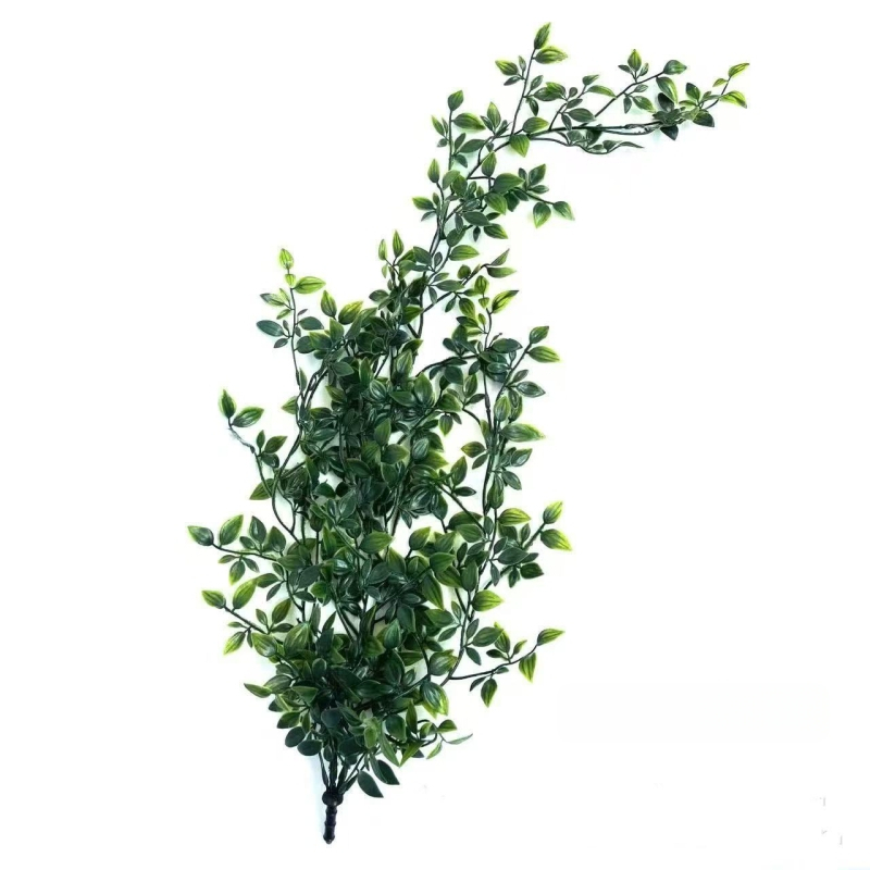 Dirbtinis kabančios formos bonsai – eukaliptas, plastikiniai žiedai, vidaus ir lauko dekoravimui