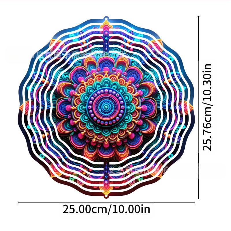 Mandala 3D besisukantis vėjo spinners dekoracija namams ir sodui, metalas, spaudinys dizainas