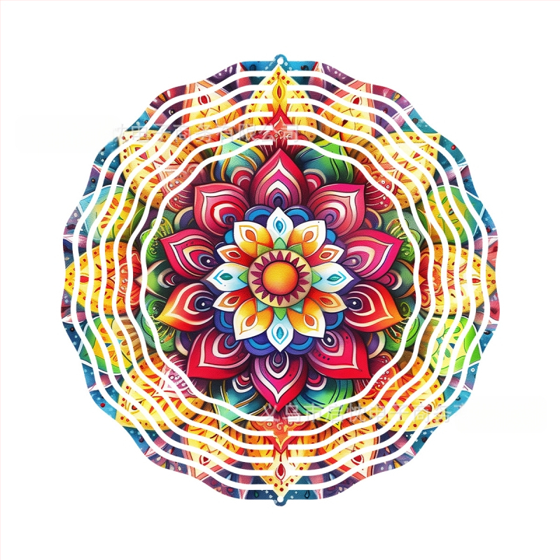 Mandala 3D besisukantis vėjo spinners dekoracija namams ir sodui, metalas, spaudinys dizainas