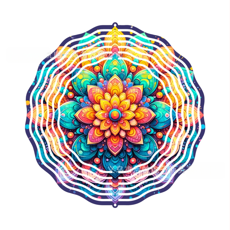 Mandala 3D besisukantis vėjo spinners dekoracija namams ir sodui, metalas, spaudinys dizainas