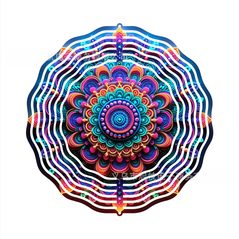 Mandala 3D besisukantis vėjo spinners dekoracija namams ir sodui, metalas, spaudinys dizainas