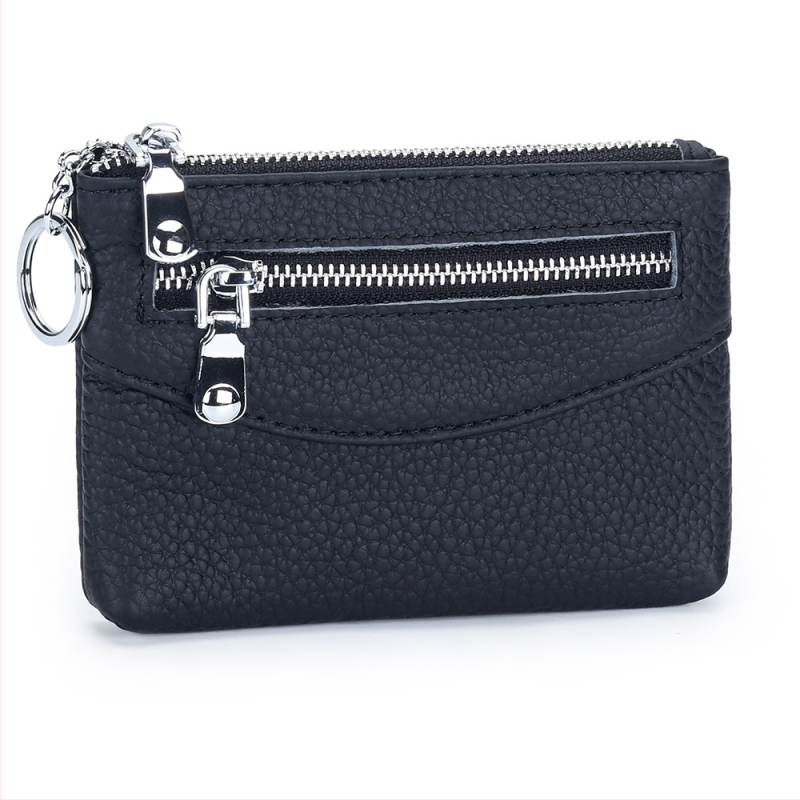 Uniszex valódi bőr pénztárca, városi minimalistikus stílusban, rekeszek kártyákhoz, érmékhez és ID-hez, poliészter bélés, első réteg szarvasmarha bőrből