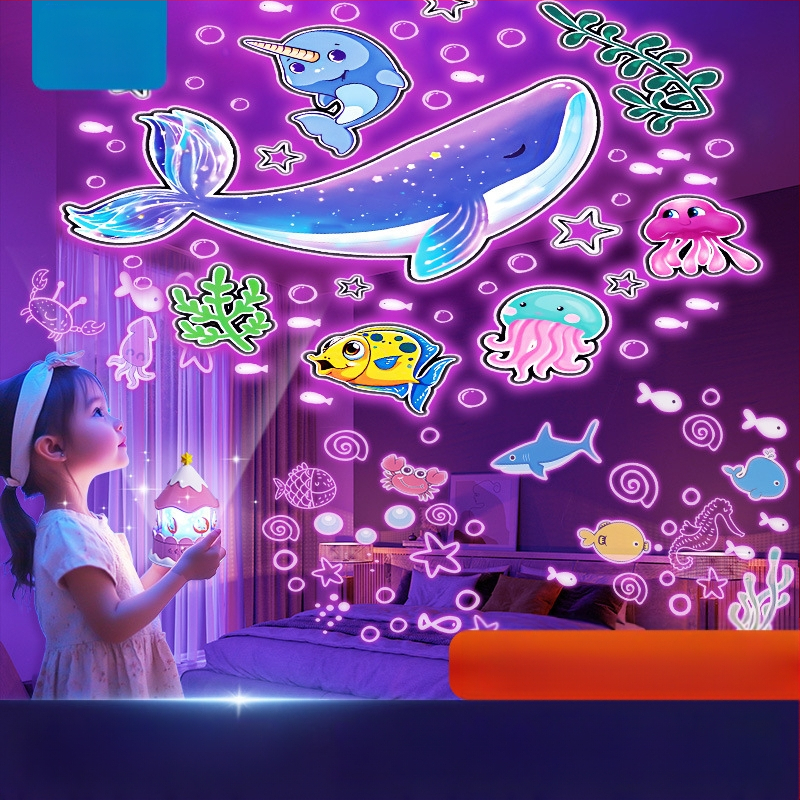 Projektor zvjezdanog neba noćna svjetlost za djecu, projekcija zvijezda i glazbeni zvuk, plastično kućište, za uzrast 4-6 godina