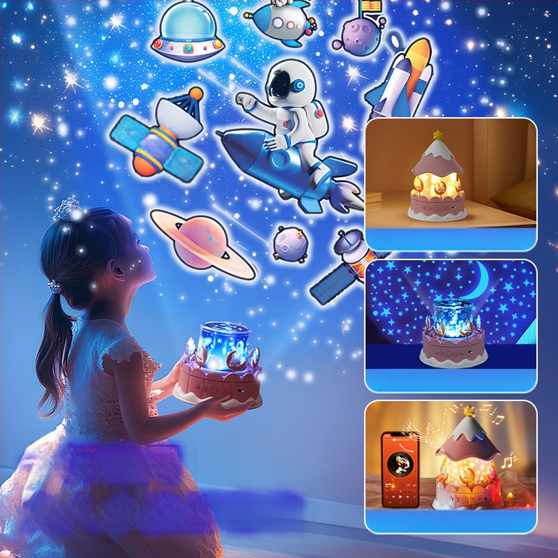 Projektor zvjezdanog neba noćna svjetlost za djecu, projekcija zvijezda i glazbeni zvuk, plastično kućište, za uzrast 4-6 godina