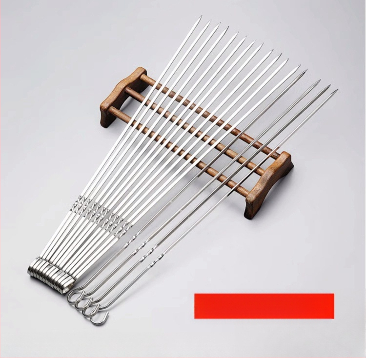 Καλαμάκια μπάρμπεκιου από ανοξείδωτο χάλυβα, επίπεδα, στυλ πιρουνιού