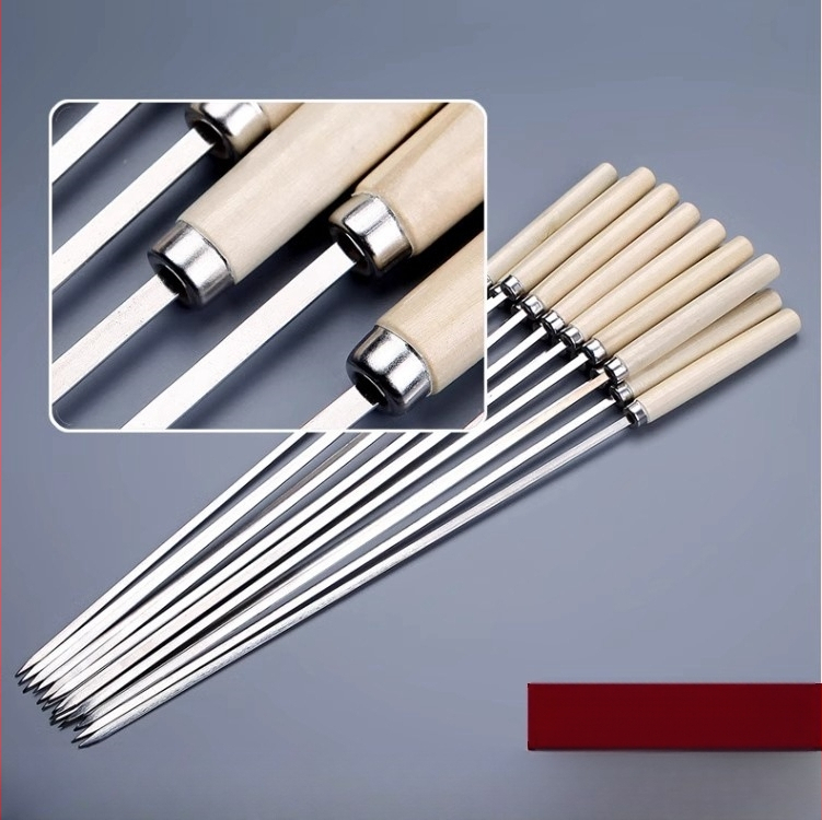 Καλαμάκια μπάρμπεκιου από ανοξείδωτο χάλυβα, επίπεδα, στυλ πιρουνιού