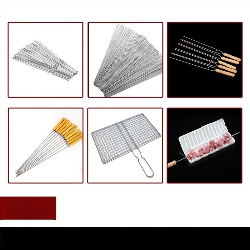 Καλαμάκια μπάρμπεκιου από ανοξείδωτο χάλυβα, επίπεδα, στυλ πιρουνιού