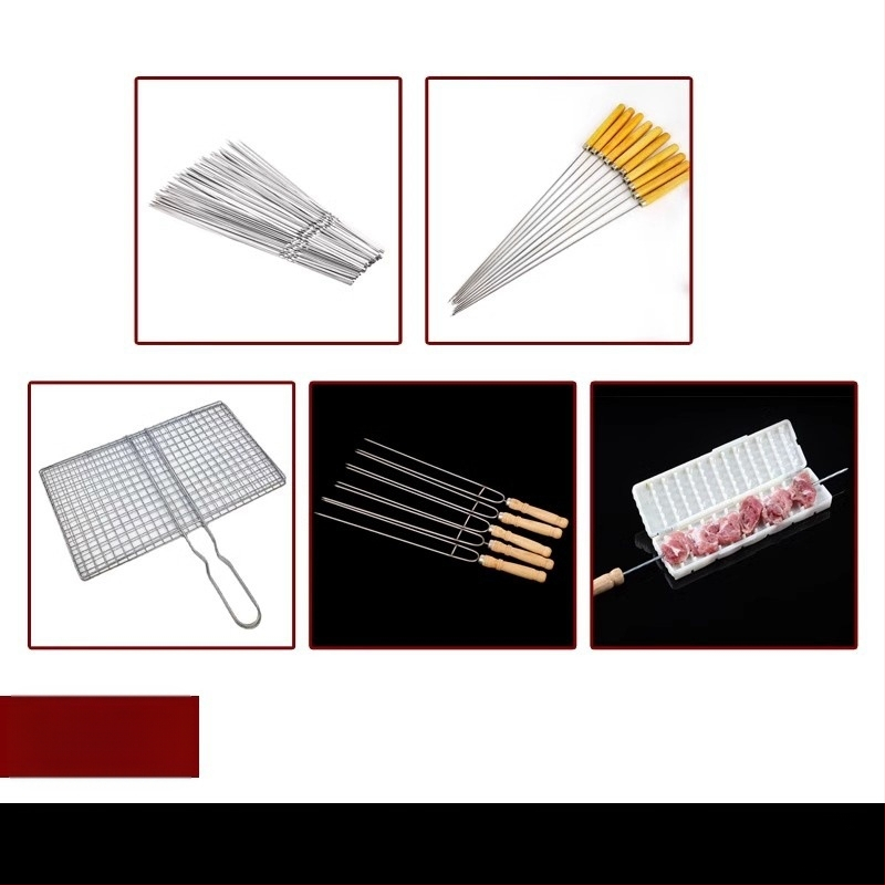 Καλαμάκια μπάρμπεκιου από ανοξείδωτο χάλυβα, επίπεδα, στυλ πιρουνιού