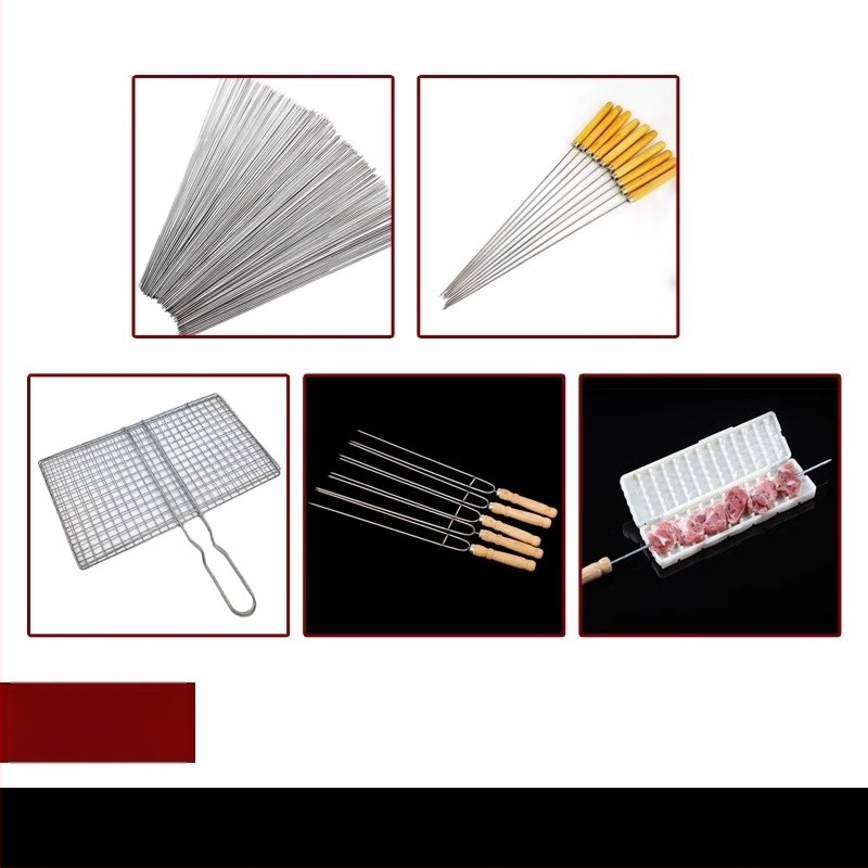 Καλαμάκια μπάρμπεκιου από ανοξείδωτο χάλυβα, επίπεδα, στυλ πιρουνιού