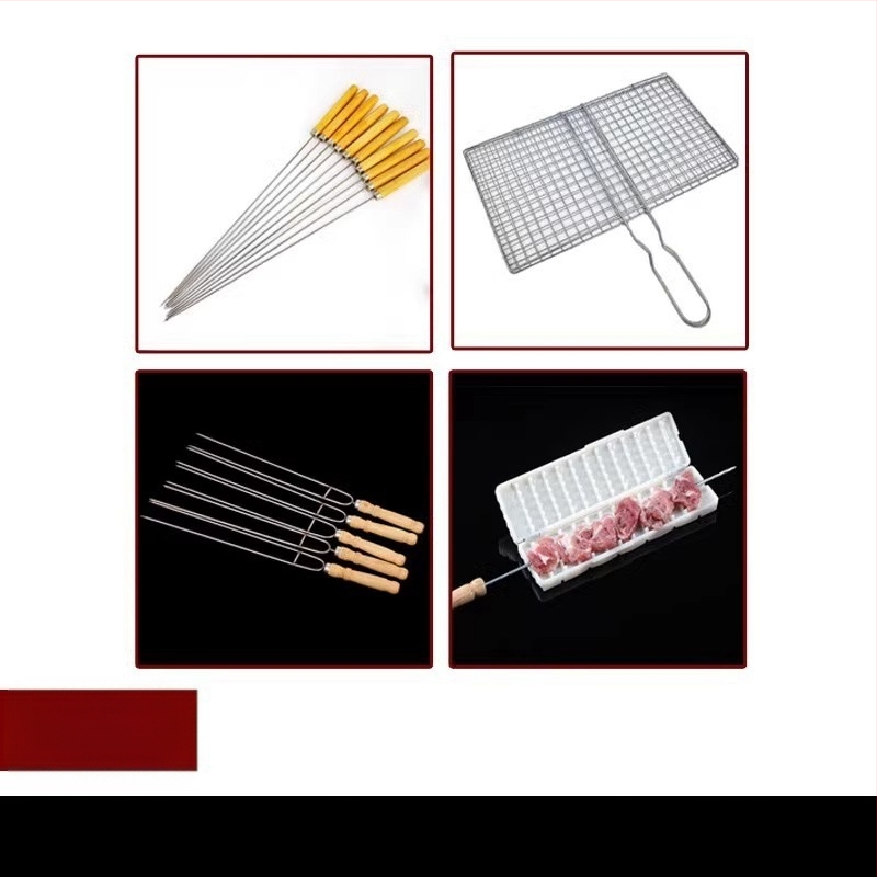 Καλαμάκια μπάρμπεκιου από ανοξείδωτο χάλυβα, επίπεδα, στυλ πιρουνιού