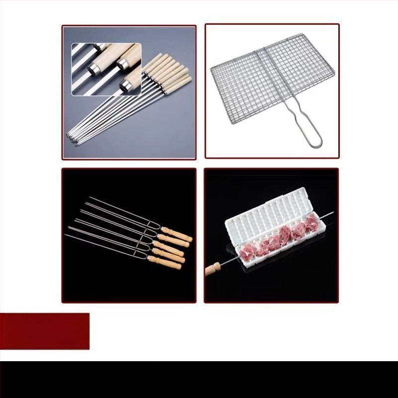 Καλαμάκια μπάρμπεκιου από ανοξείδωτο χάλυβα, επίπεδα, στυλ πιρουνιού
