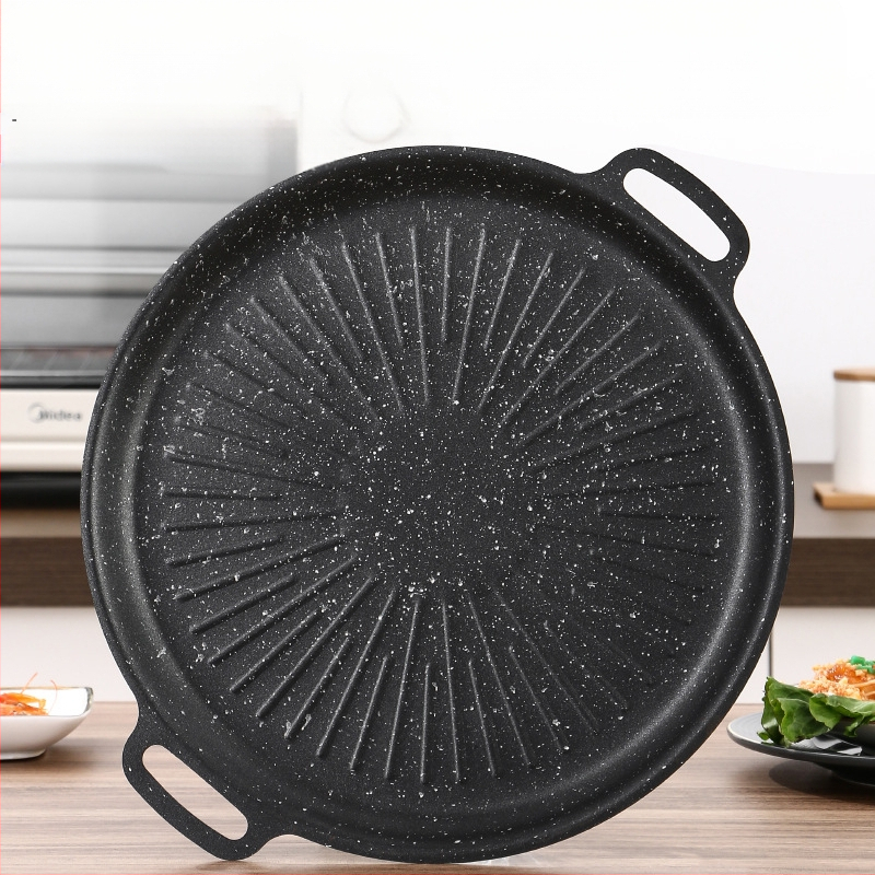 Maifan akmens grilio keptuvė, Korėjos stiliaus Teppanyaki, apvali geležis, nešiojama, nelipni