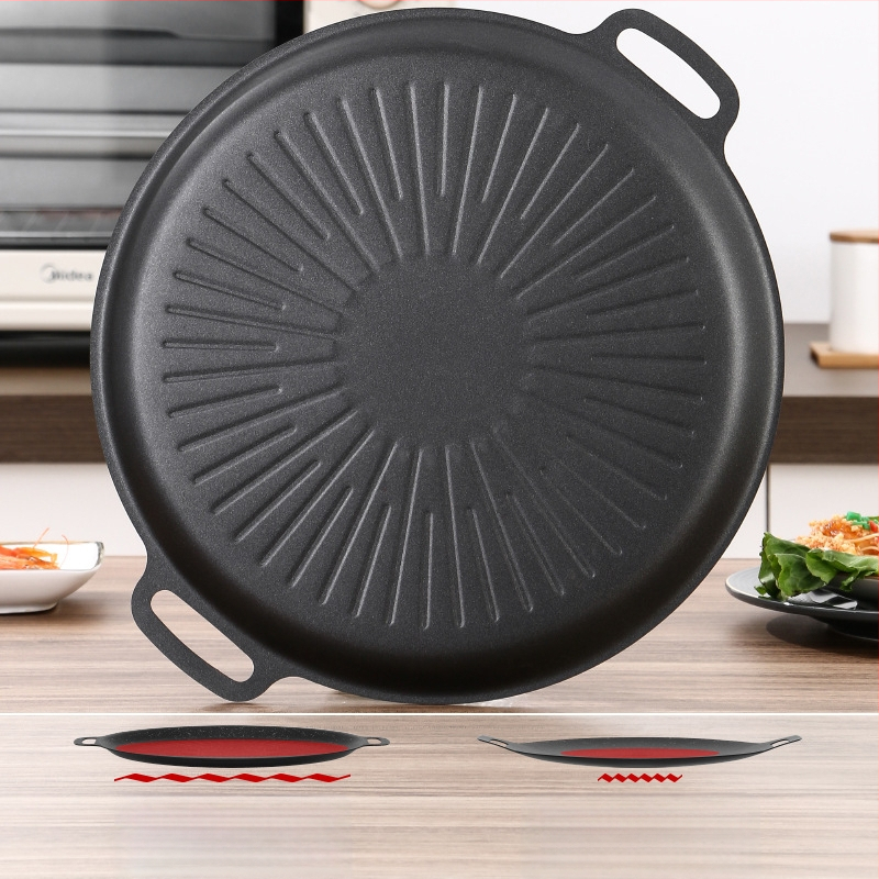Maifan akmens grilio keptuvė, Korėjos stiliaus Teppanyaki, apvali geležis, nešiojama, nelipni