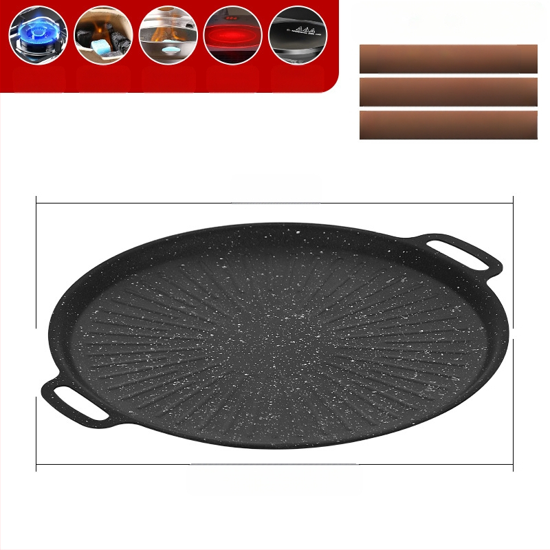 Maifan akmens grilio keptuvė, Korėjos stiliaus Teppanyaki, apvali geležis, nešiojama, nelipni