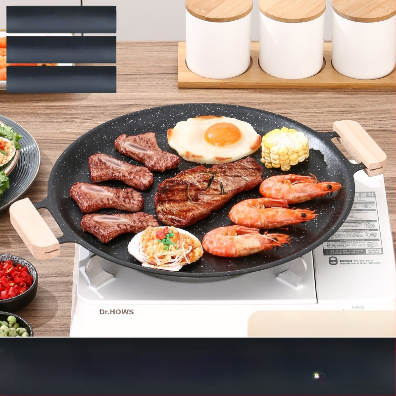 Maifan akmens grilio keptuvė, Korėjos stiliaus Teppanyaki, apvali geležis, nešiojama, nelipni