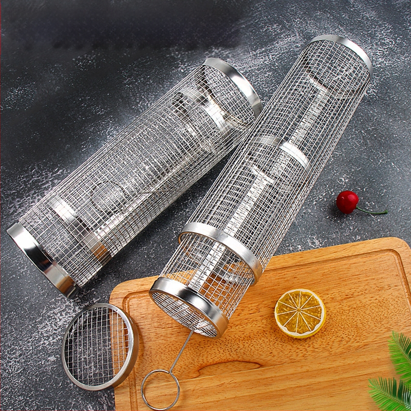 Apskrito formos 304 nerūdijančio plieno kepsninės grotelės cilindrinės formos, presuotu apdirbimu, nuimama, sveria 110–130 g