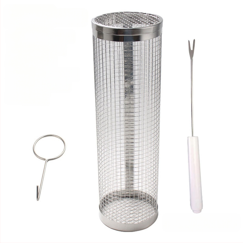 Apskrito formos 304 nerūdijančio plieno kepsninės grotelės cilindrinės formos, presuotu apdirbimu, nuimama, sveria 110–130 g