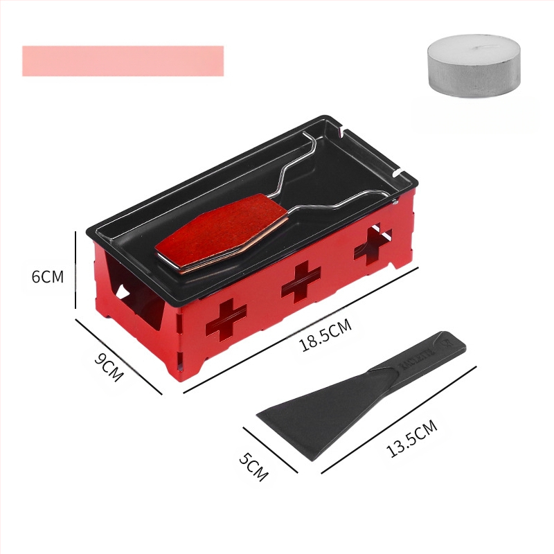 Nešiojamas sūrio kepimo grilis su mini neprilipomomis kepimo formomis ir žvakių laikikliu, tinkamas kempingui