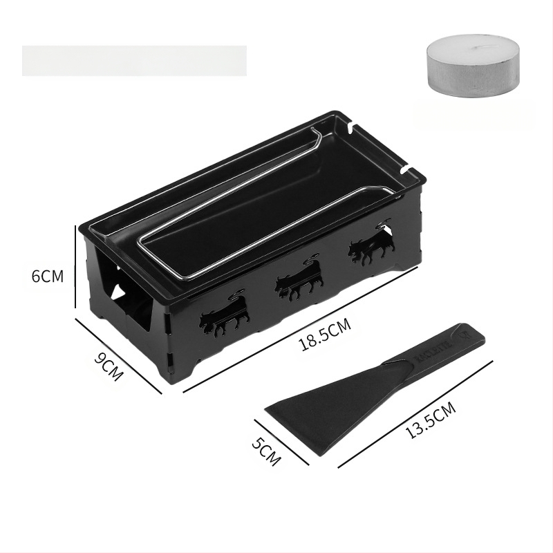 Nešiojamas sūrio kepimo grilis su mini neprilipomomis kepimo formomis ir žvakių laikikliu, tinkamas kempingui