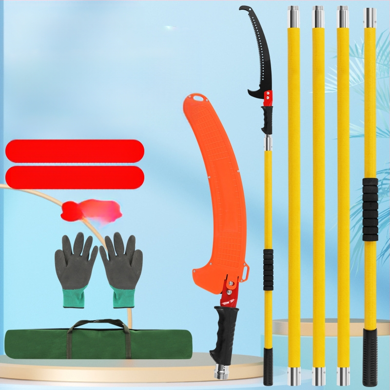 Daudzfunkcionāls izolēts rokas zāģis ar paplašināmo kātu un epoksīda sveķu stieni koku un dārza apgriešanai