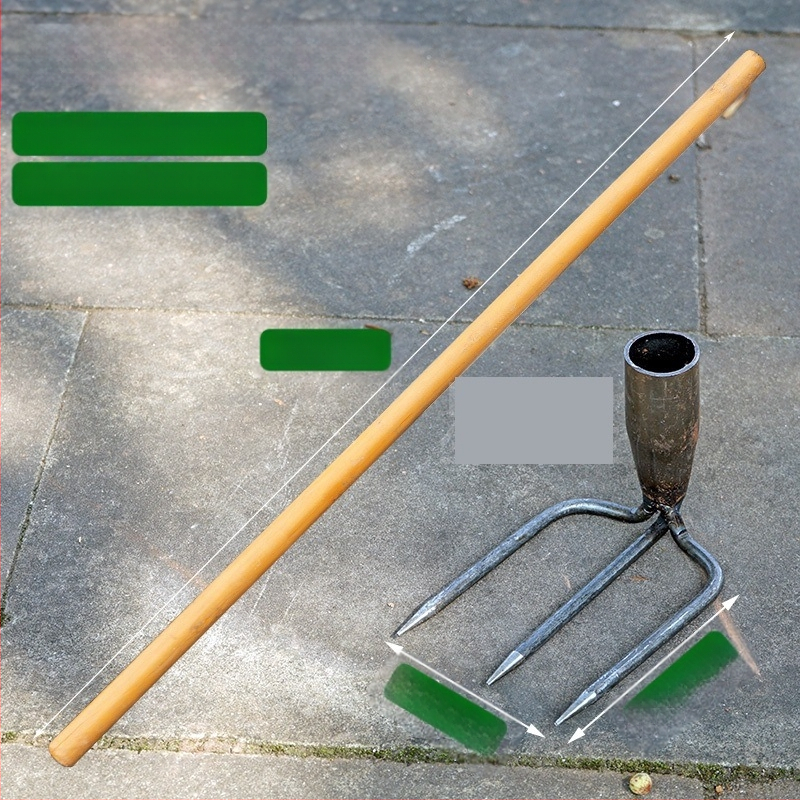 Vrtna metalna grablja sa dva zuba i hvataljkom